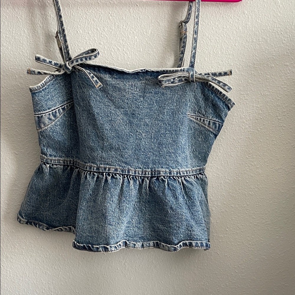 Wild Fable Blue Denim Camisole with Bow Straps